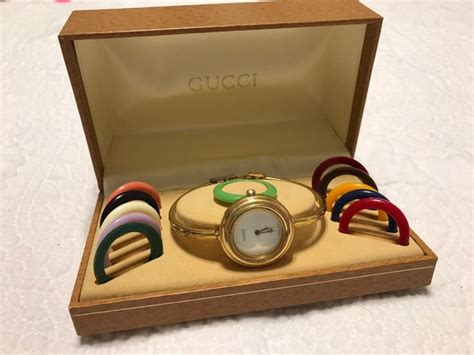 vintage gucci watch interchangeable face|vintage Gucci change bezel watch.